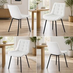 Stylish Set of 4 Tufted Beige Dining Chairs