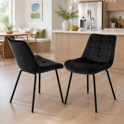 Stylish Velvet Tufted Dining Chairs with Modern Metal Legs