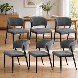 Concise Comfort: Set of 6 Grey Dining Chairs
