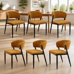 Concise Set of 6 Durable Yellow Dining Chairs