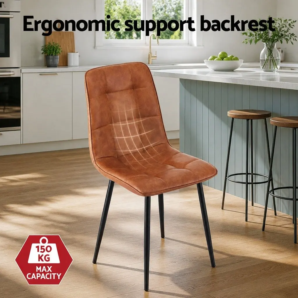 Dining Chairs Set of 4 Retro Kitchen Lounge Cafe Accent Seats Brown