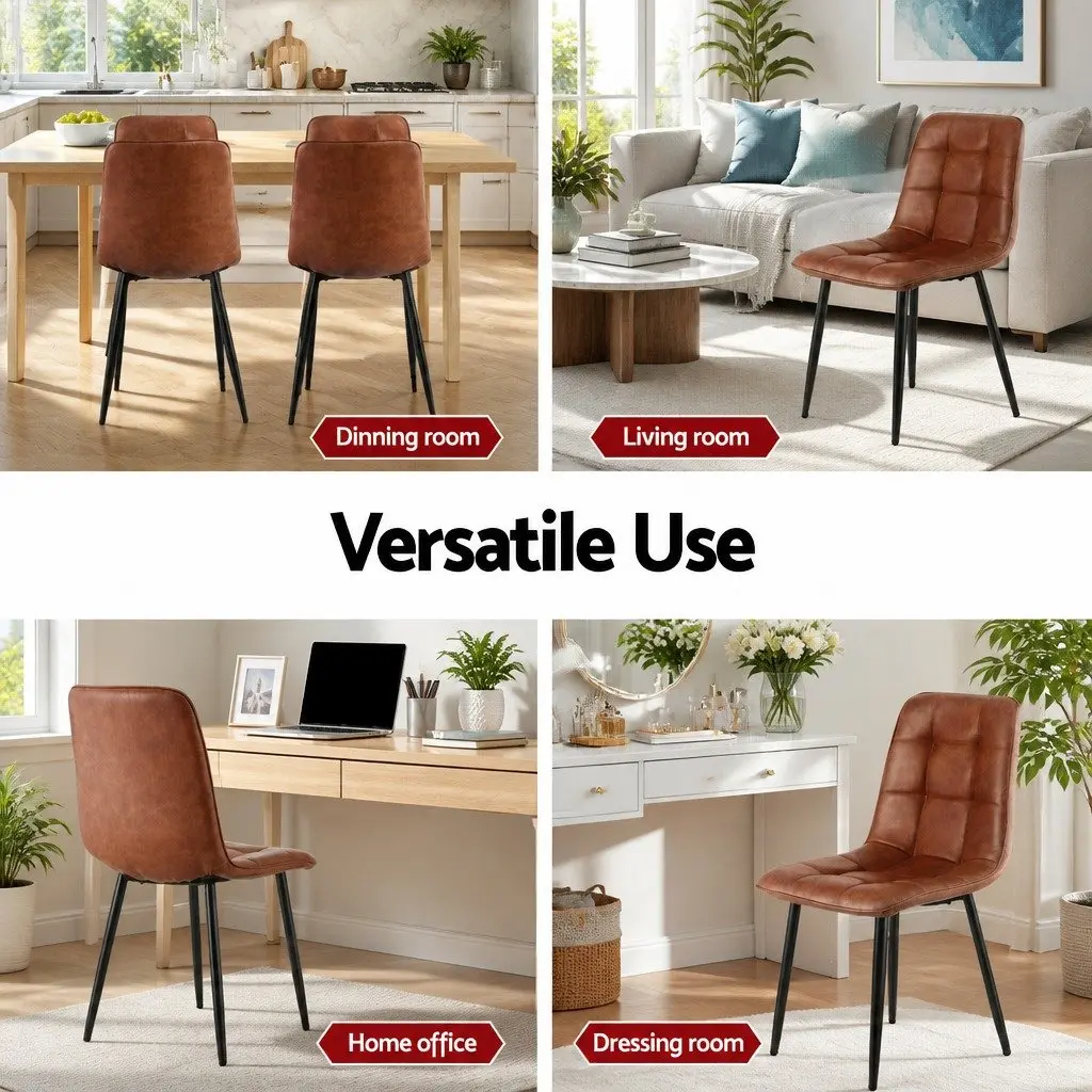 Dining Chairs Set of 4 Retro Kitchen Lounge Cafe Accent Seats Brown