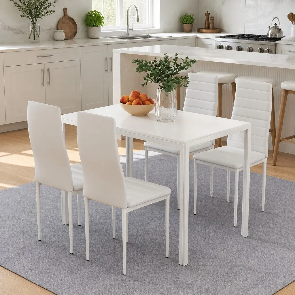 5-Piece Dining Set with White Finish