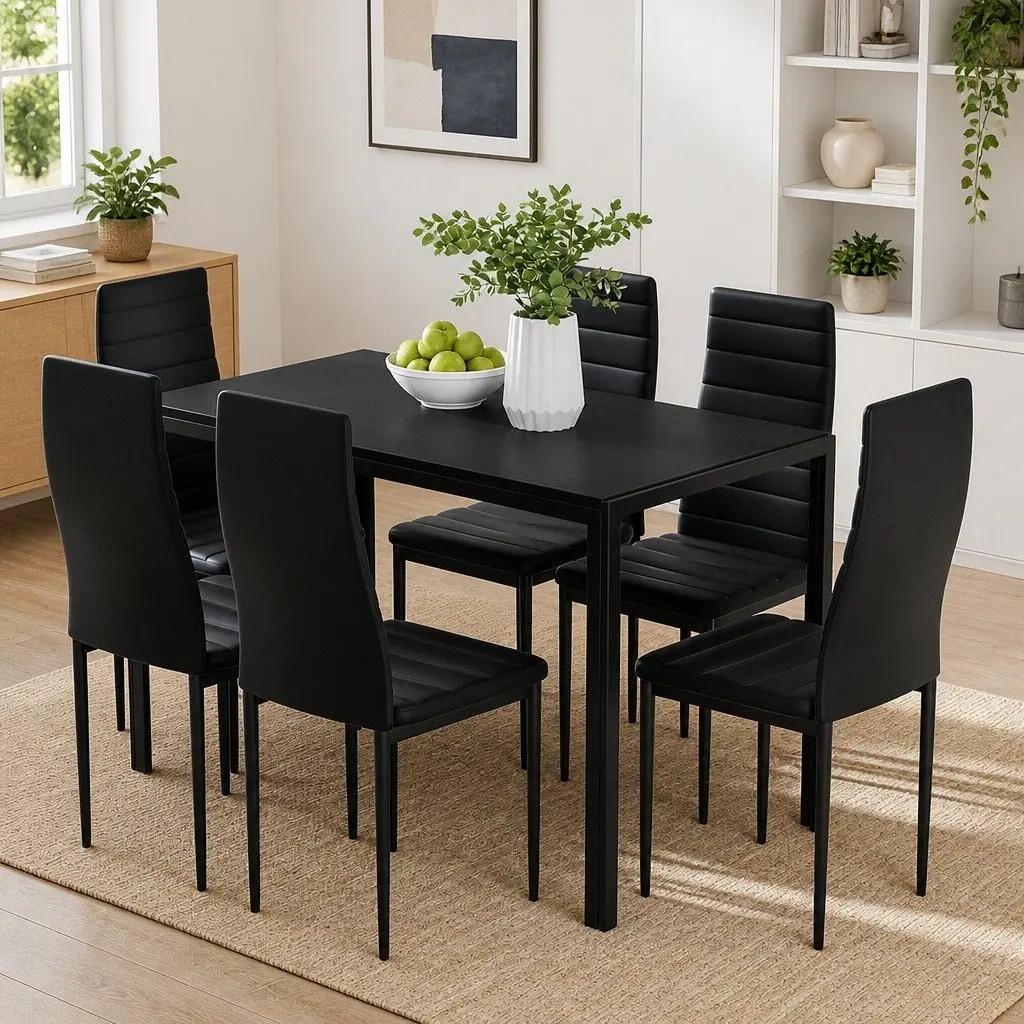 7 Piece Black Dining Set