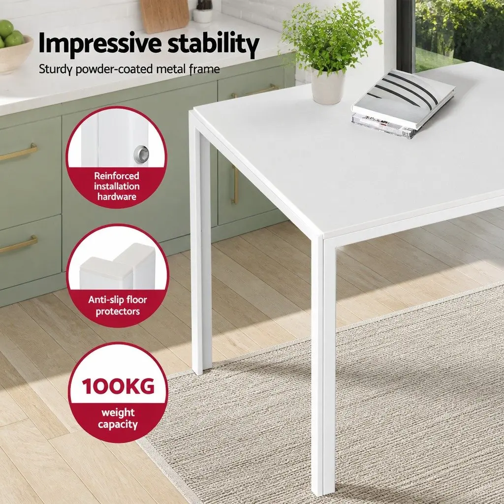 Dining Table and 6 Chairs Set Of 7 White Rectangular Kitchen Dining Room Set