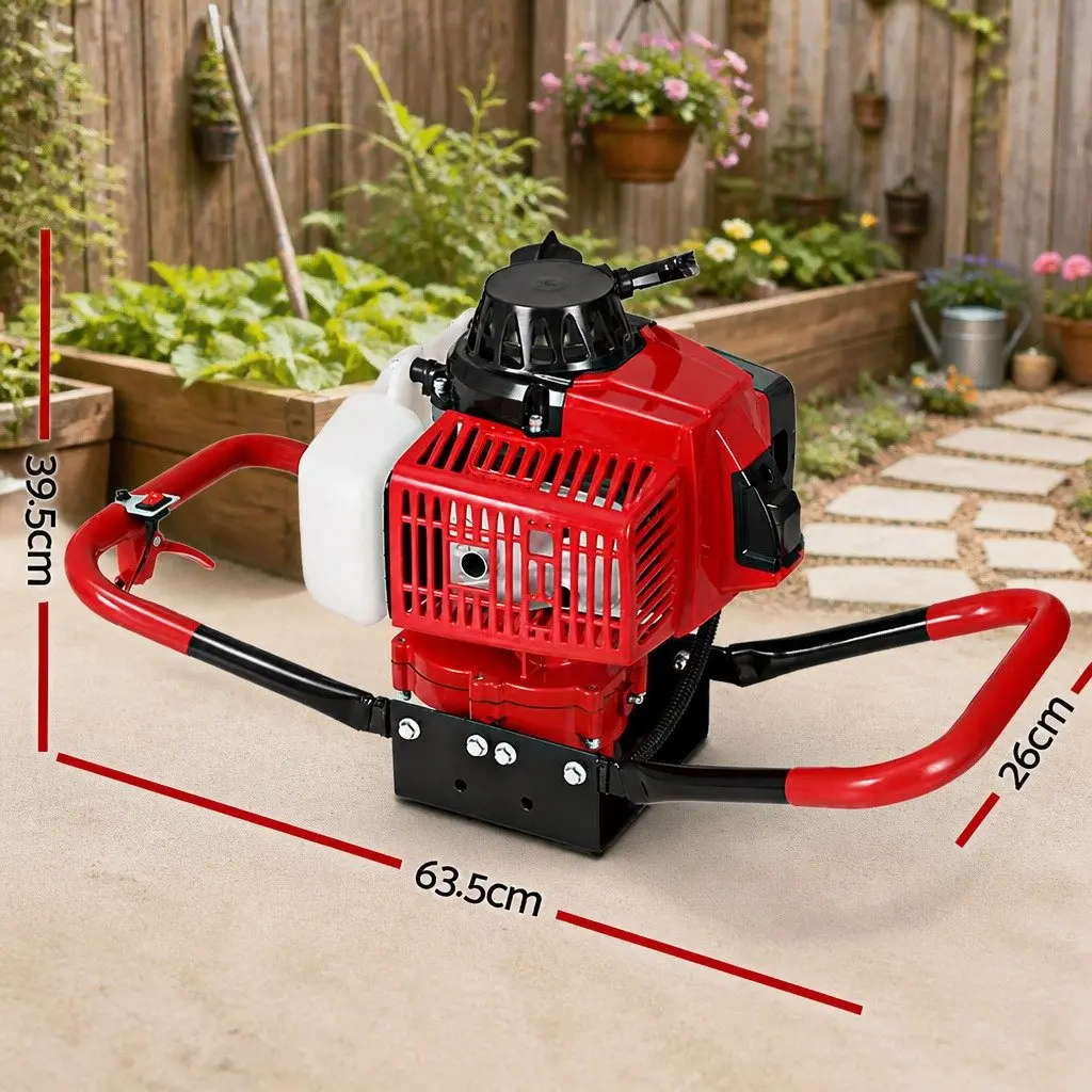 Post Hole Digger Petrol Red 63cc 2-Stroke Engine Motor 7500RPM Boring Auger