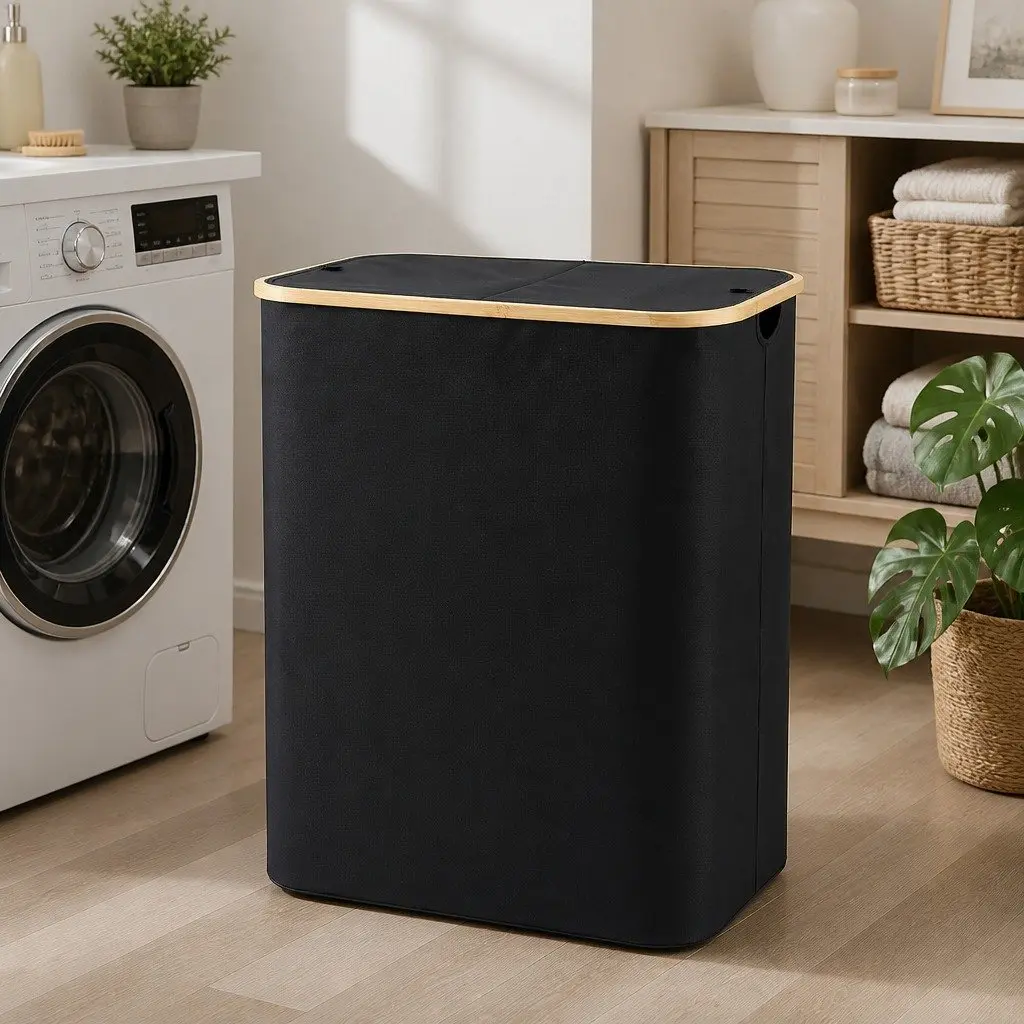 2-Section Laundry Basket for Easy Use