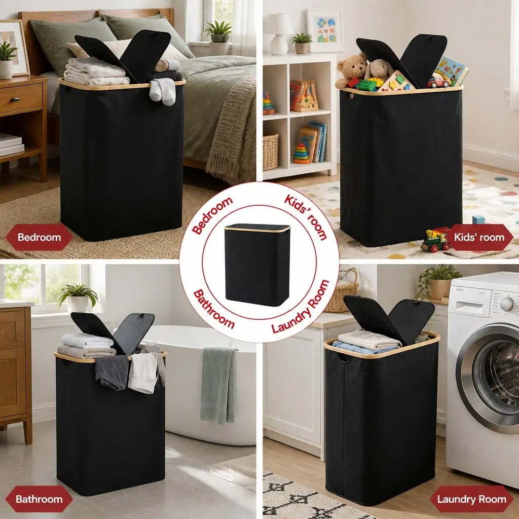 2-Section Laundry Basket for Easy Use