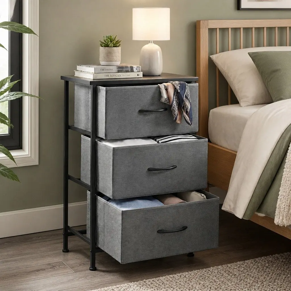 Chest of Drawers 3 Storage Drawer Dresser Bedroom Tallboy Organizer
