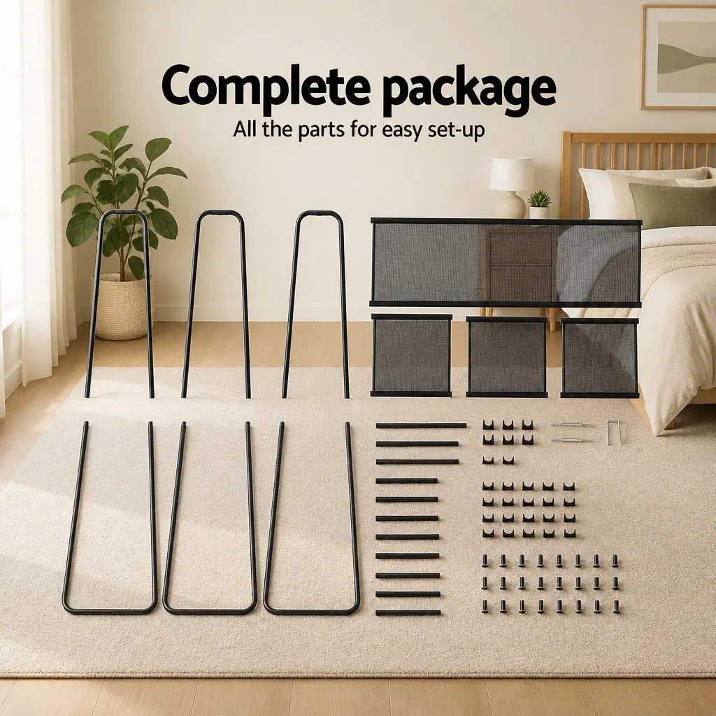 Metal Clothes Rack Black 150cm Sturdy Frame with Five Shelves