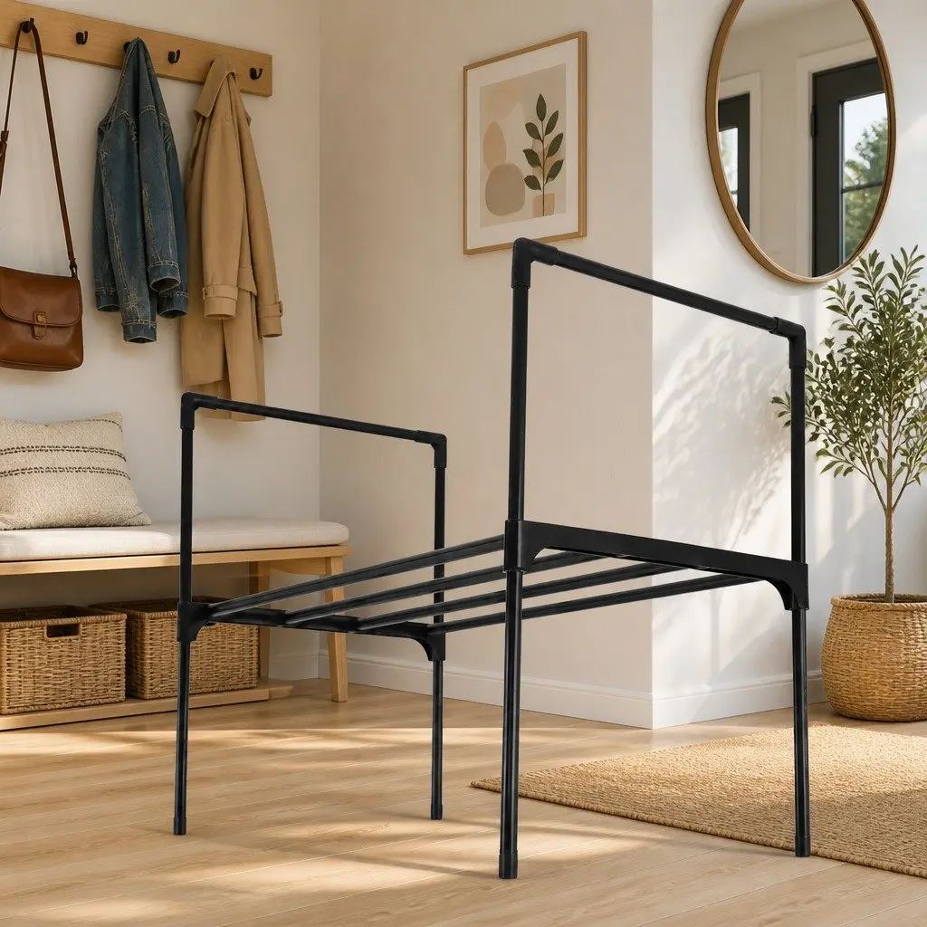 10-Tier Shoe Rack Black Stackable Storage Unit Organiser Shelving with Tool-Free Assembly and Reconfigurable Shelves