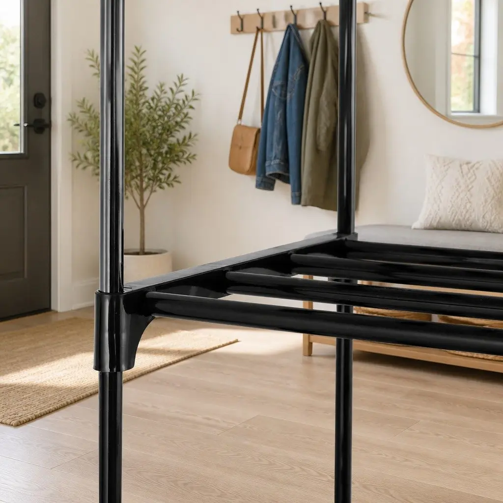 10-Tier Shoe Rack Black Stackable Storage Unit Organiser Shelving with Tool-Free Assembly and Reconfigurable Shelves