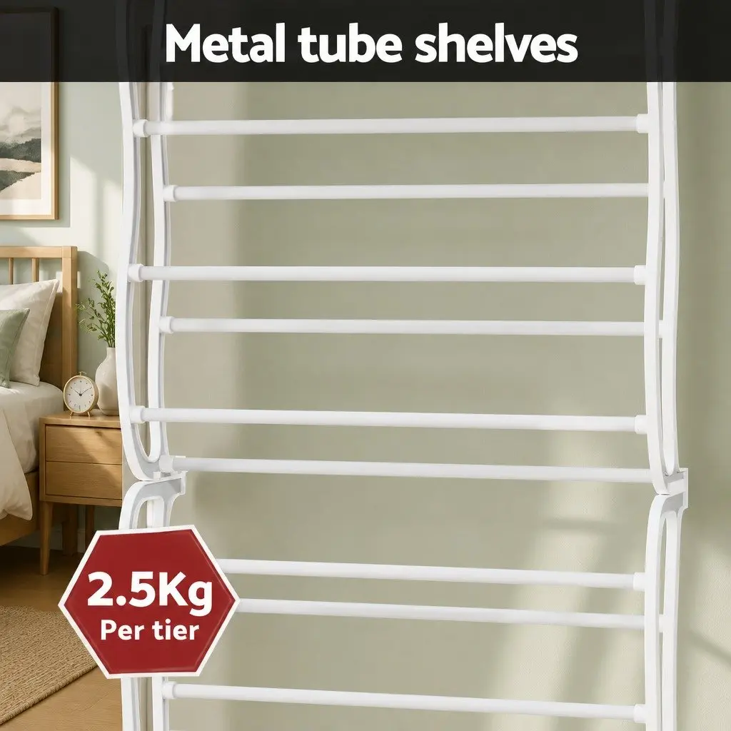 Shoe Rack White 12-Tier Hanging Over Door Organiser for 24 Pairs