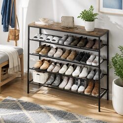 Compact 5-Tier Shoe Rack with Metal and Wood