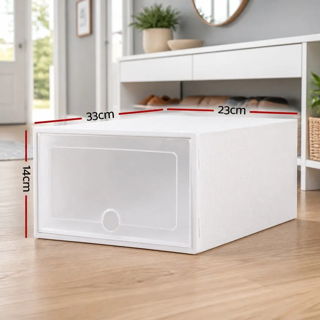 Shoe Storage Boxes White Clear 24 Piece Stackable Foldable Organiser