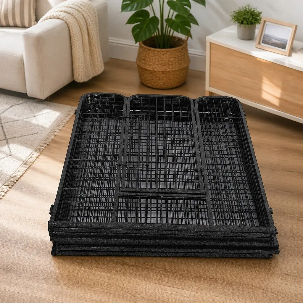 8 Panel Pet Dog Playpen Black 24 Inch Portable Foldable Enclosure