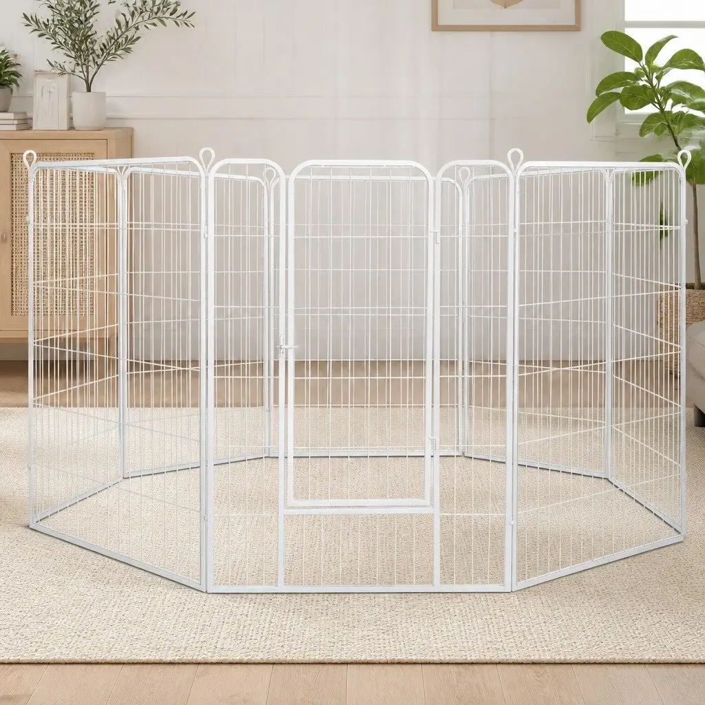8 Panel Pet Dog Playpen 48'' Puppy Enclosure Foldable Portable Play Pen Gate