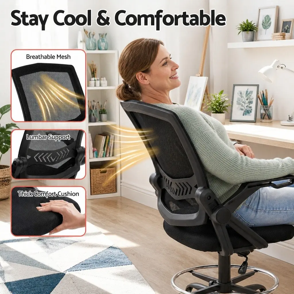 Drawing Table Silver Adjustable Ergonomic Office Chair Tempered Glass Desktop
