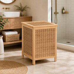 Compact Wooden Laundry Hamper for Simple Storage