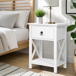 Concise White Rustic Nightstand with 1 Drawer