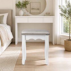 Concise Grey Velvet Dressing Table Stool
