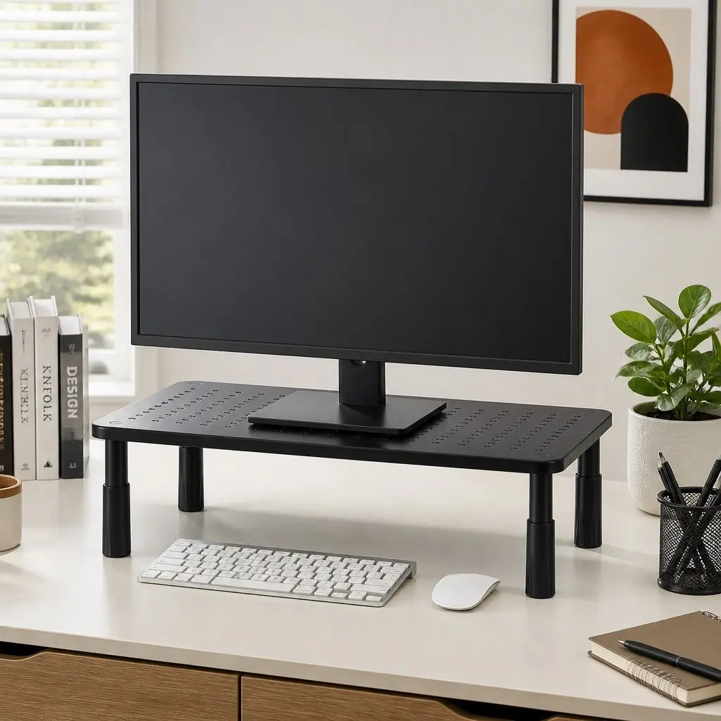 Monitor Stand Black Adjustable 37 x 23.5 cm Three Height Levels