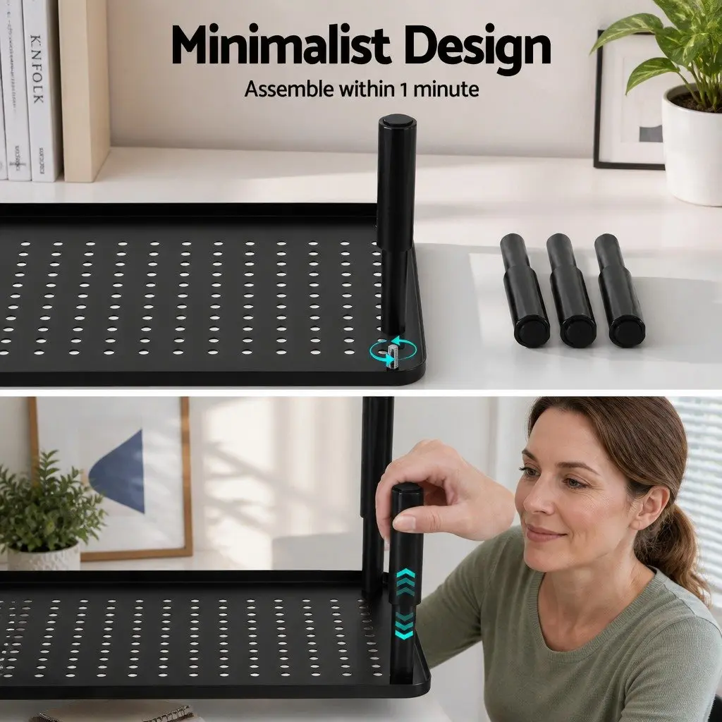Monitor Stand Black Adjustable 37 x 23.5 cm Three Height Levels