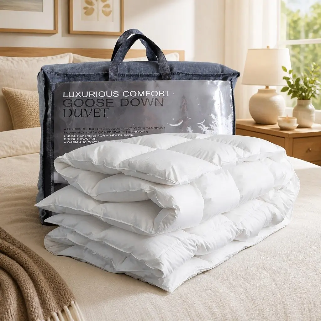 Duck Down Feather Quilt White Super King 200GSM Lightweight Breathable Bedding Doona