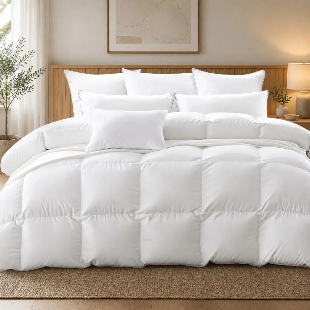 Goose Down Quilt White King Single 500GSM All Season Lightweight Breathable
