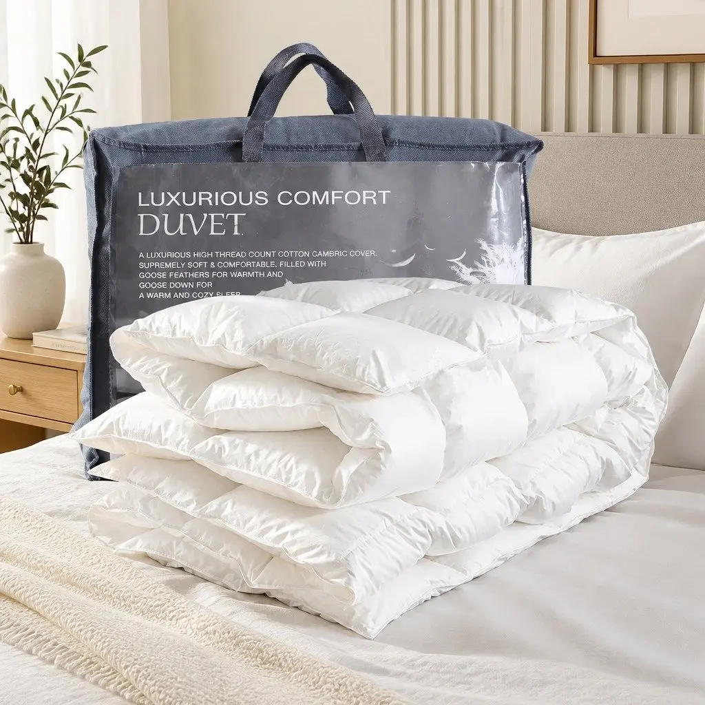 Goose Down Quilt White King Single 500GSM All Season Lightweight Breathable