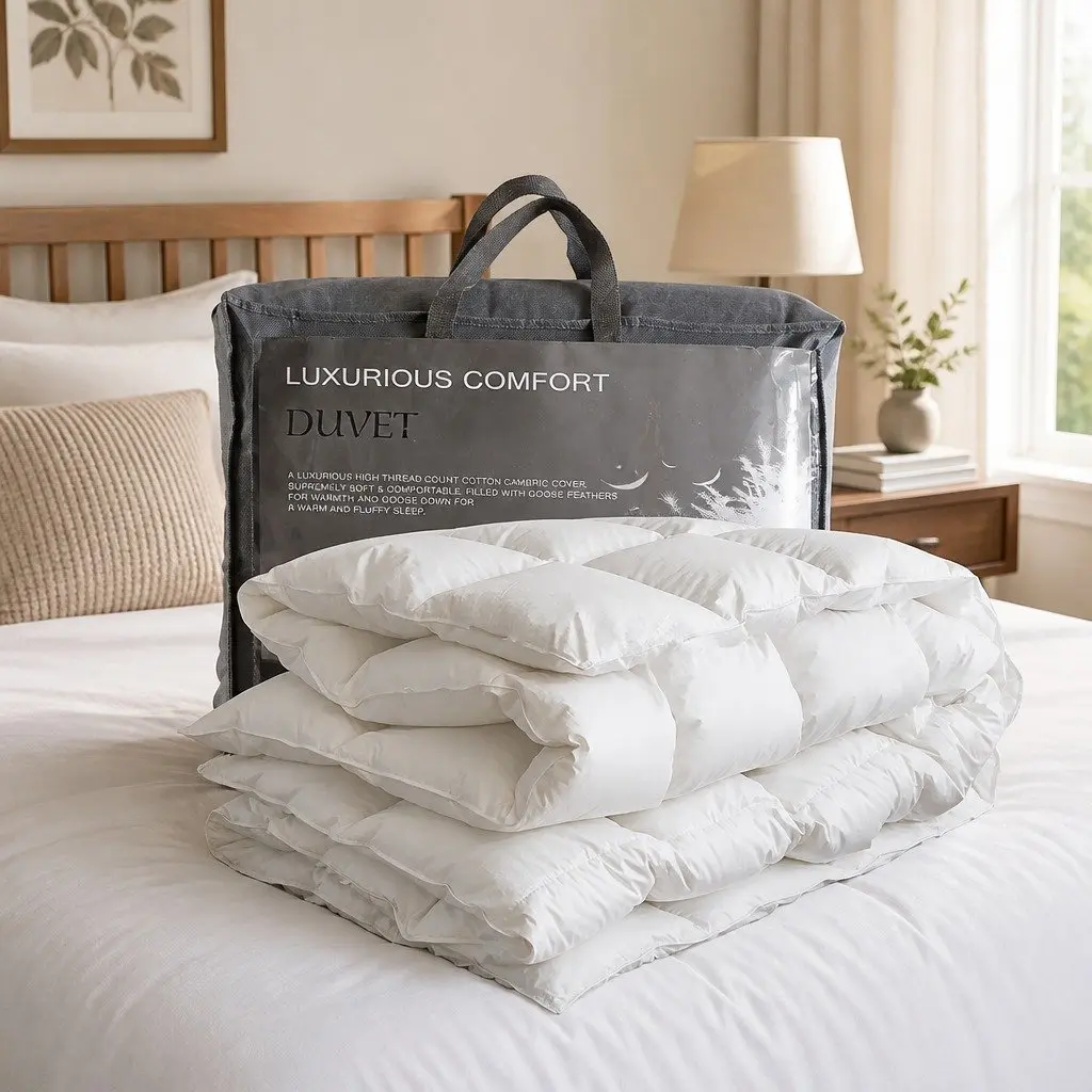 Goose Down Feather Quilt White Super King Lightweight Breathable All Season