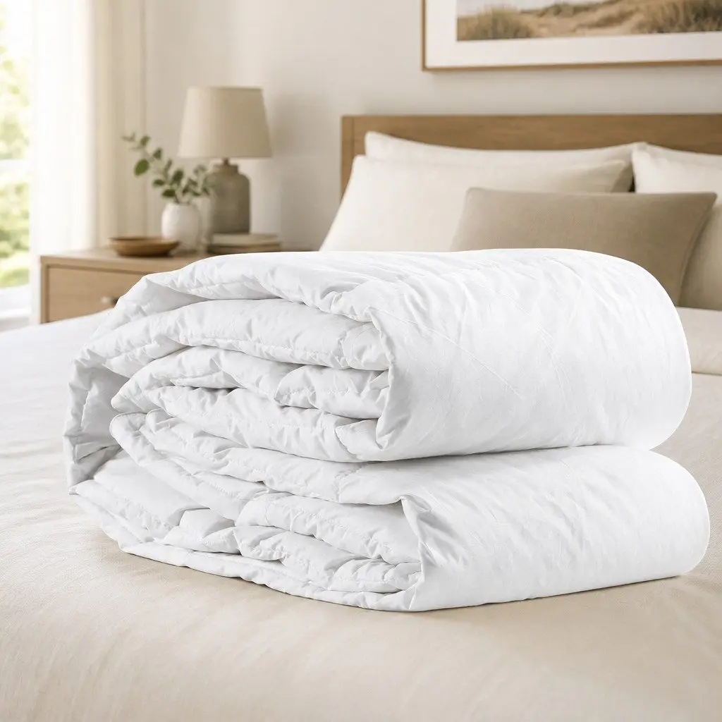 Goose Down Feather Quilt White Super King Lightweight Breathable All Season