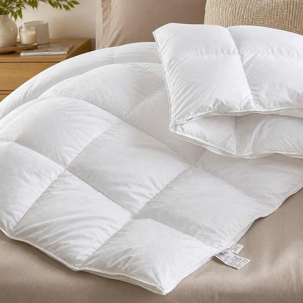 Goose Down Feather Quilt White Super King Lightweight Breathable All Season