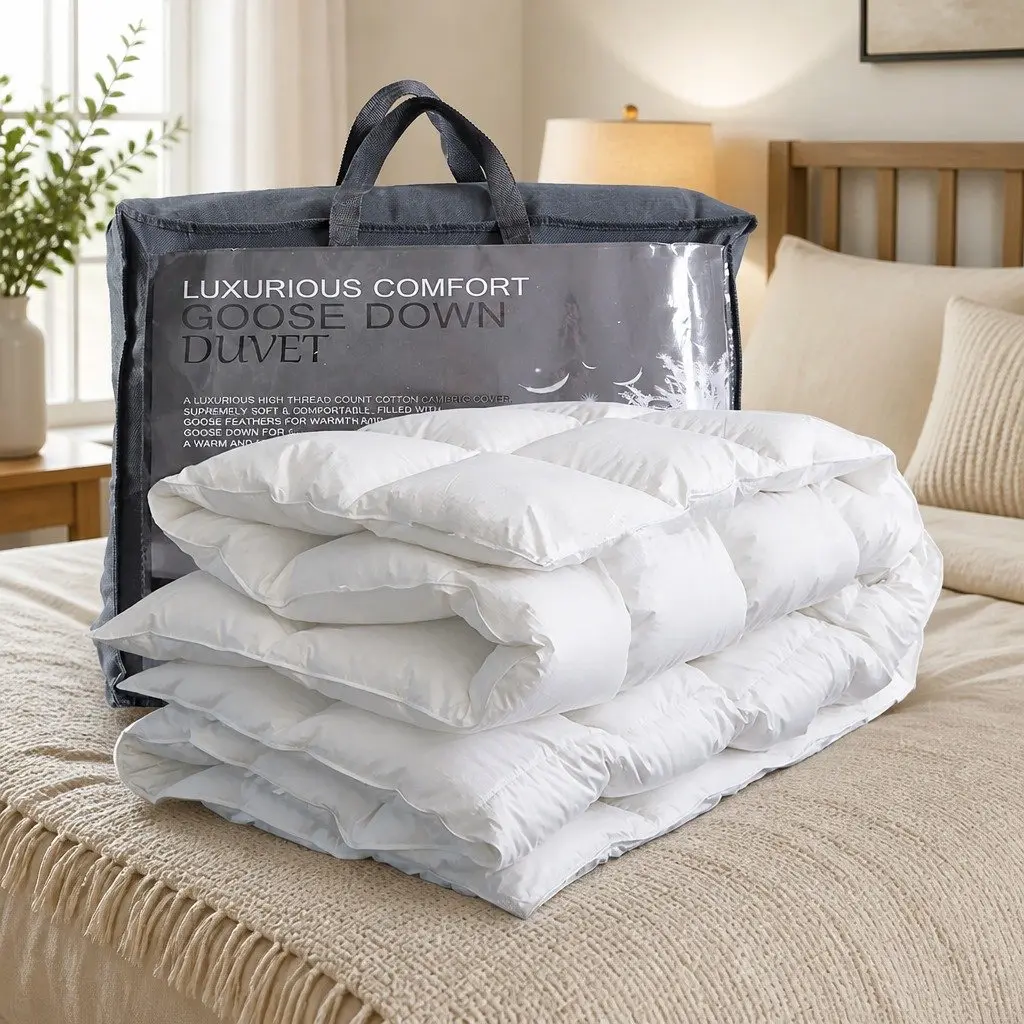 Single Goose Down Quilt White 500GSM Lightweight Breathable All Season Bedding