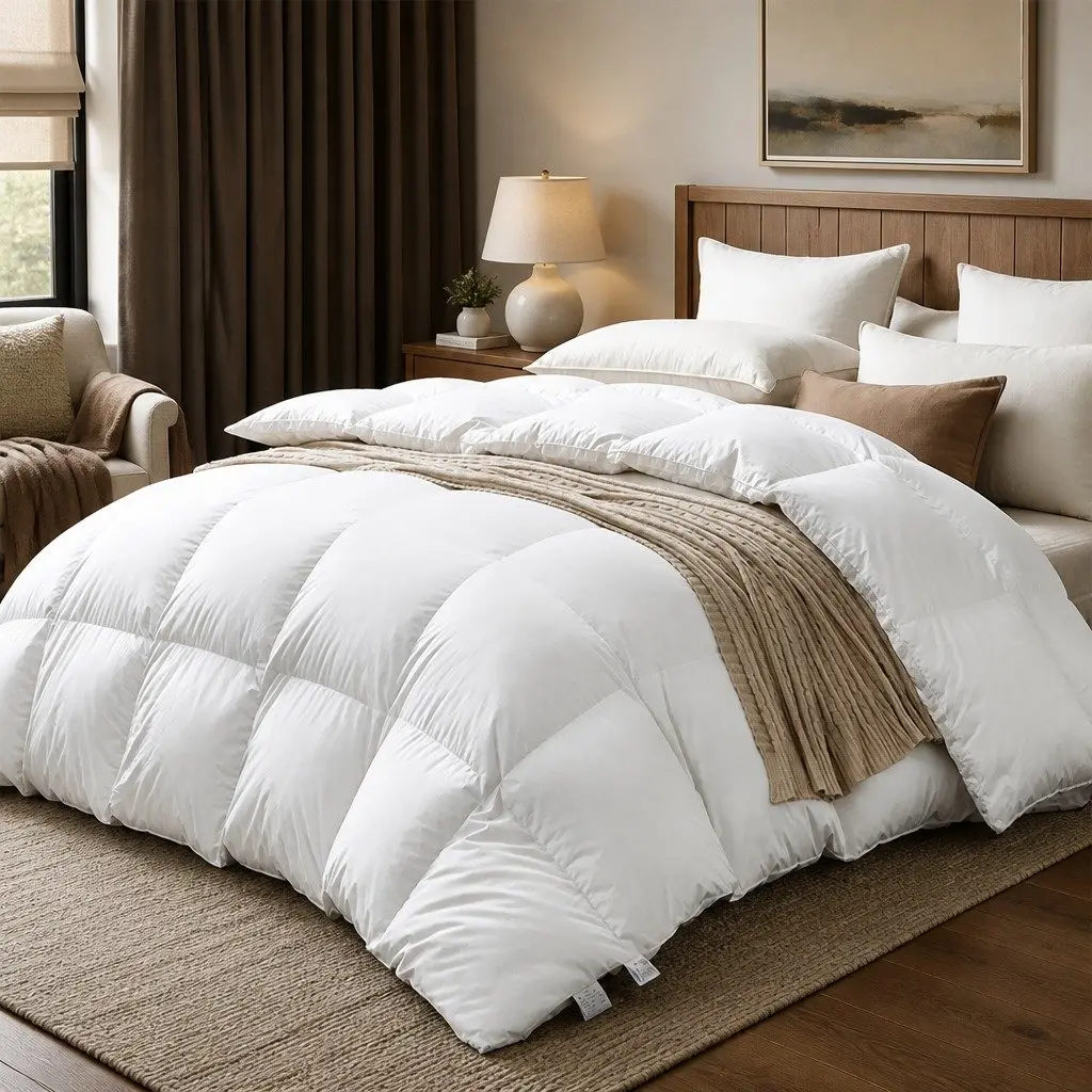Single Goose Down Quilt White 500GSM Lightweight Breathable All Season Bedding