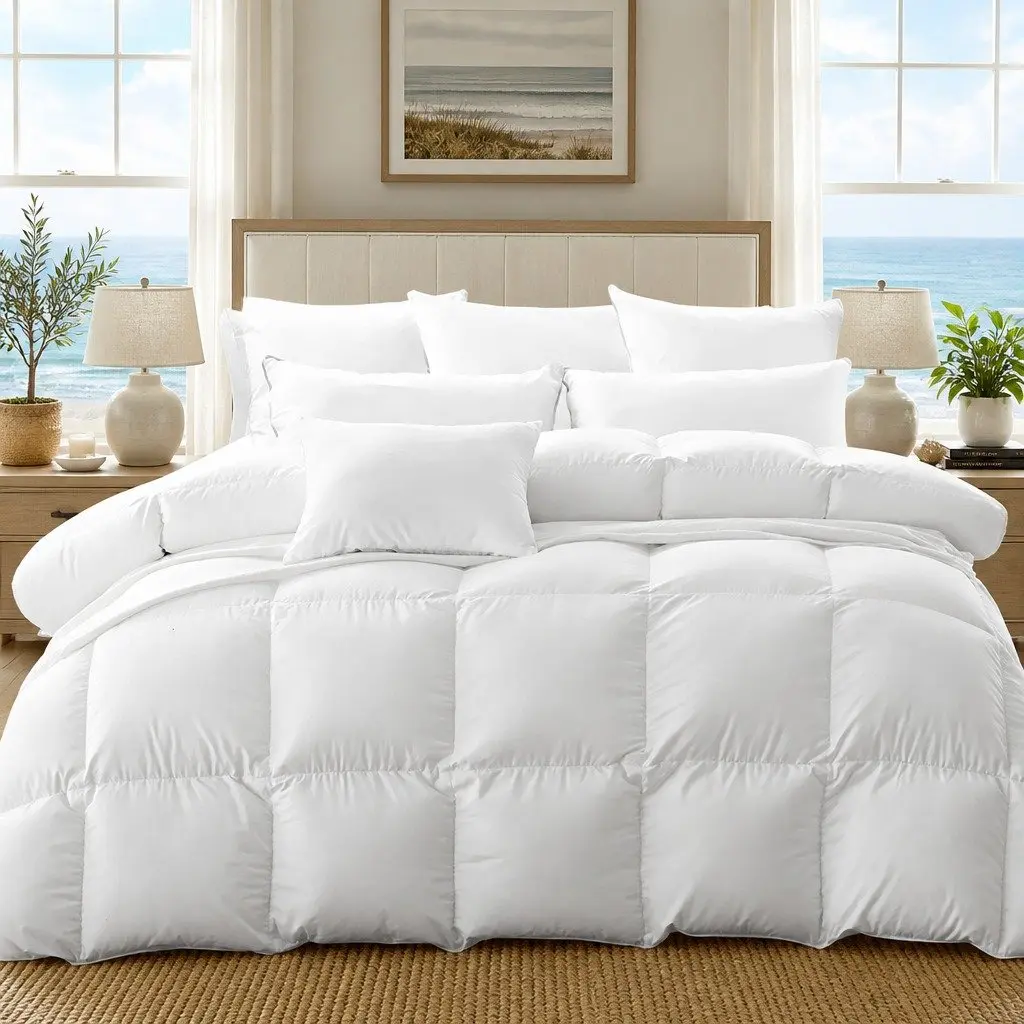Single Goose Down Quilt White 500GSM Lightweight Breathable All Season Bedding