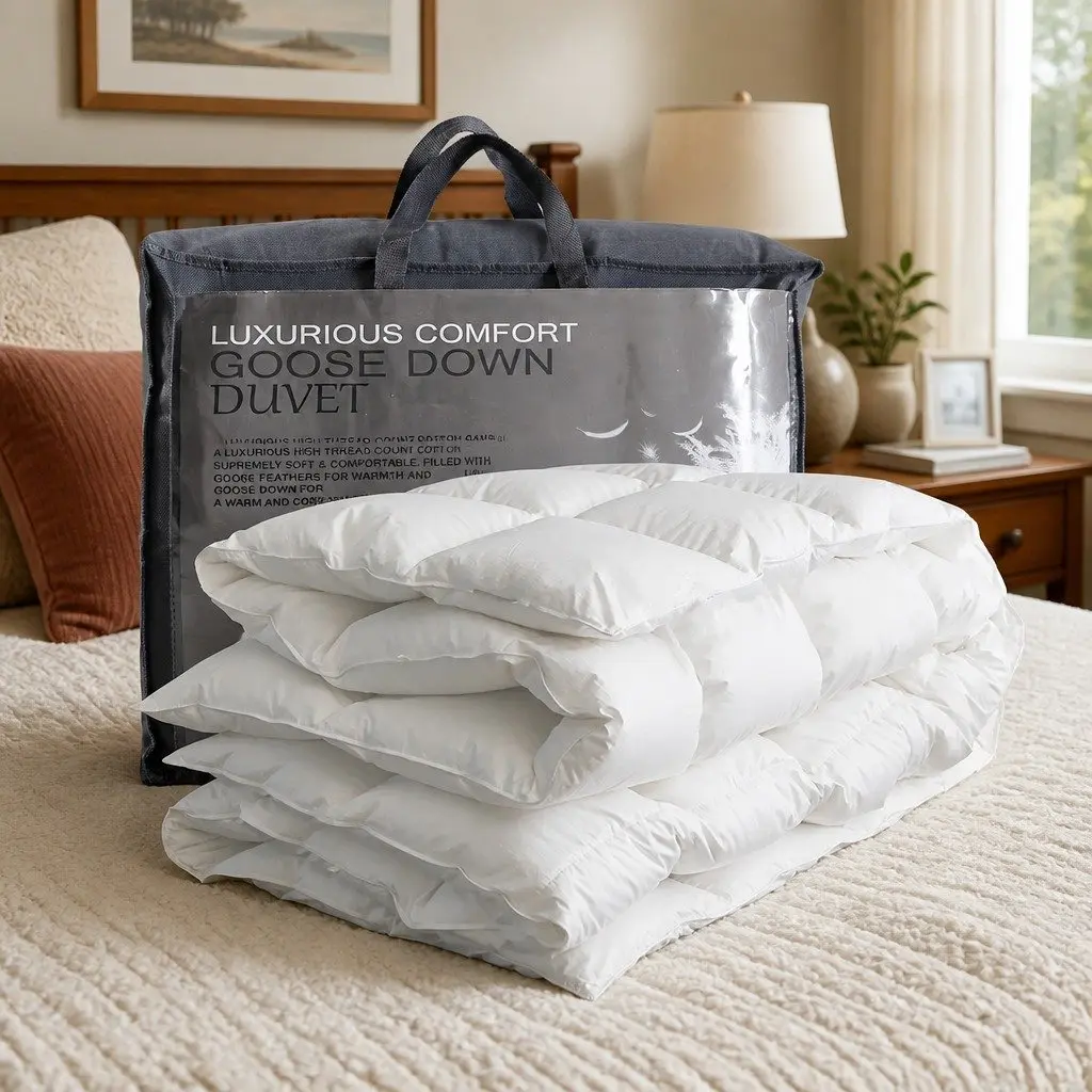 Goose Down Feather Quilt White Super King All Season Warm Bedding