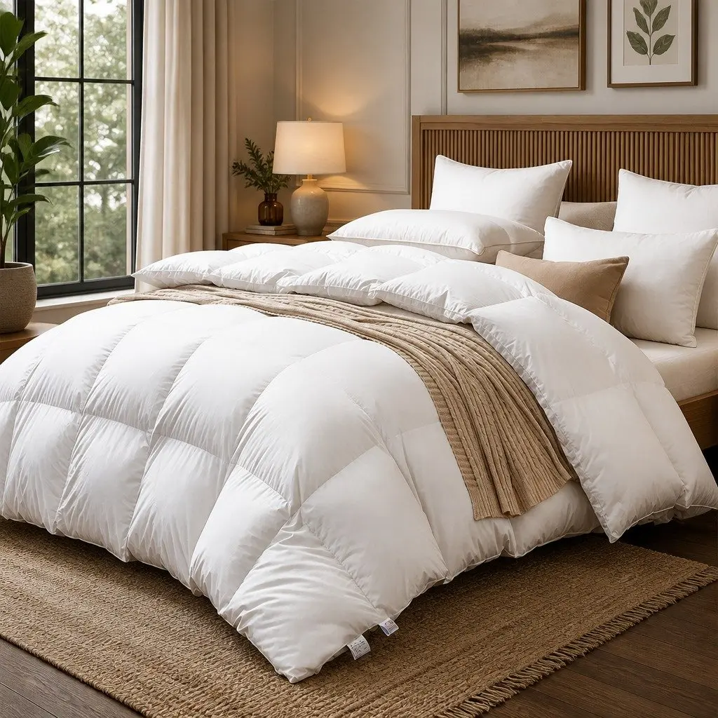 Goose Down Feather Quilt White Super King All Season Warm Bedding
