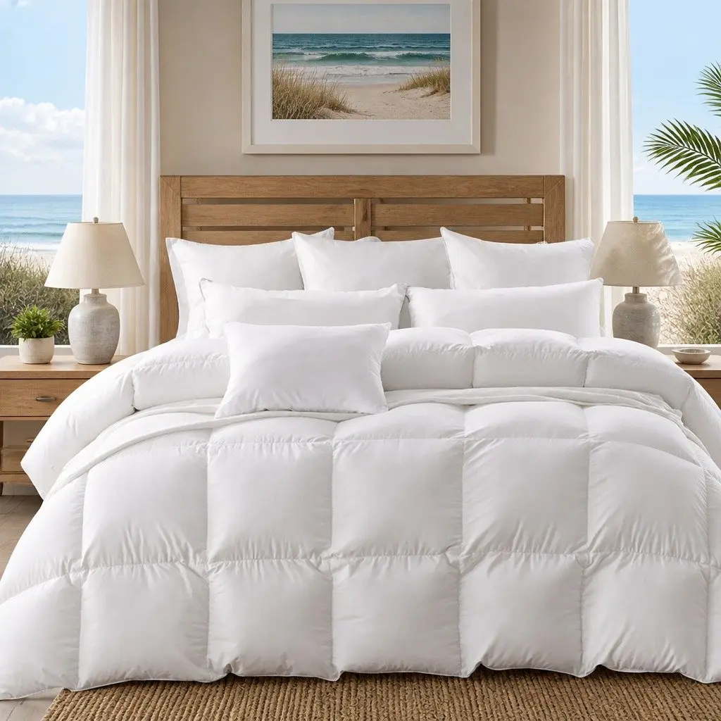 Goose Down Feather Quilt White Double 700GSM All Season Baffle Box Stitched