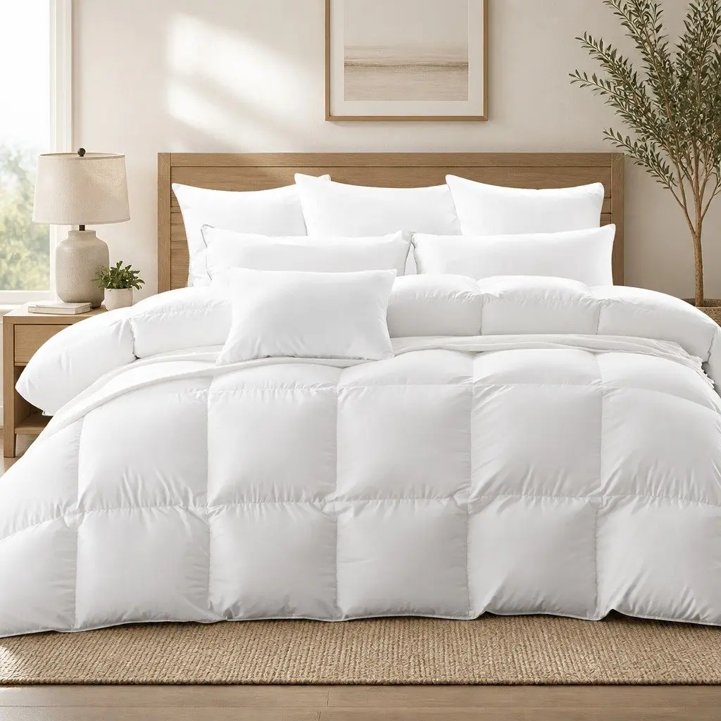 Goose Down Feather Quilt White King Size 700GSM All Season Cotton Cover