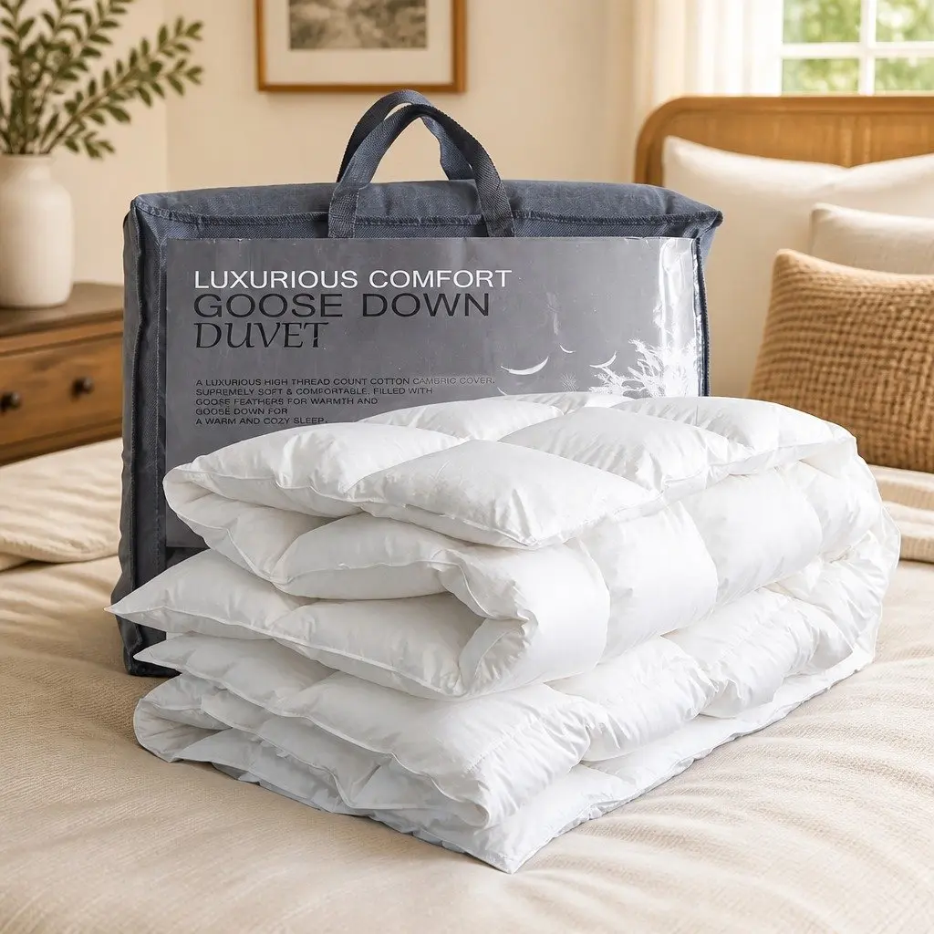 Goose Down Feather Quilt White King Size 700GSM All Season Cotton Cover
