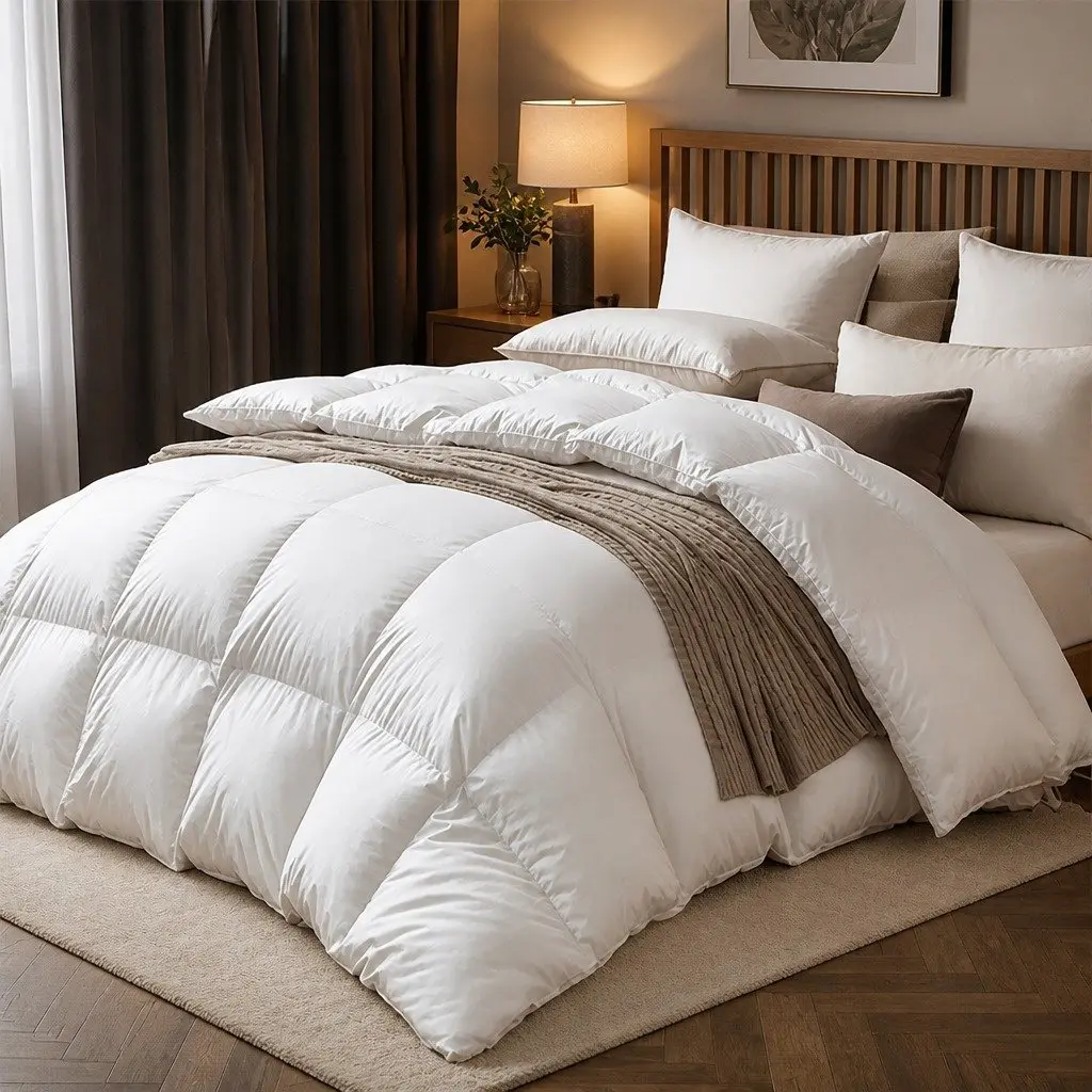 Goose Down Feather Quilt White King Size 700GSM All Season Cotton Cover