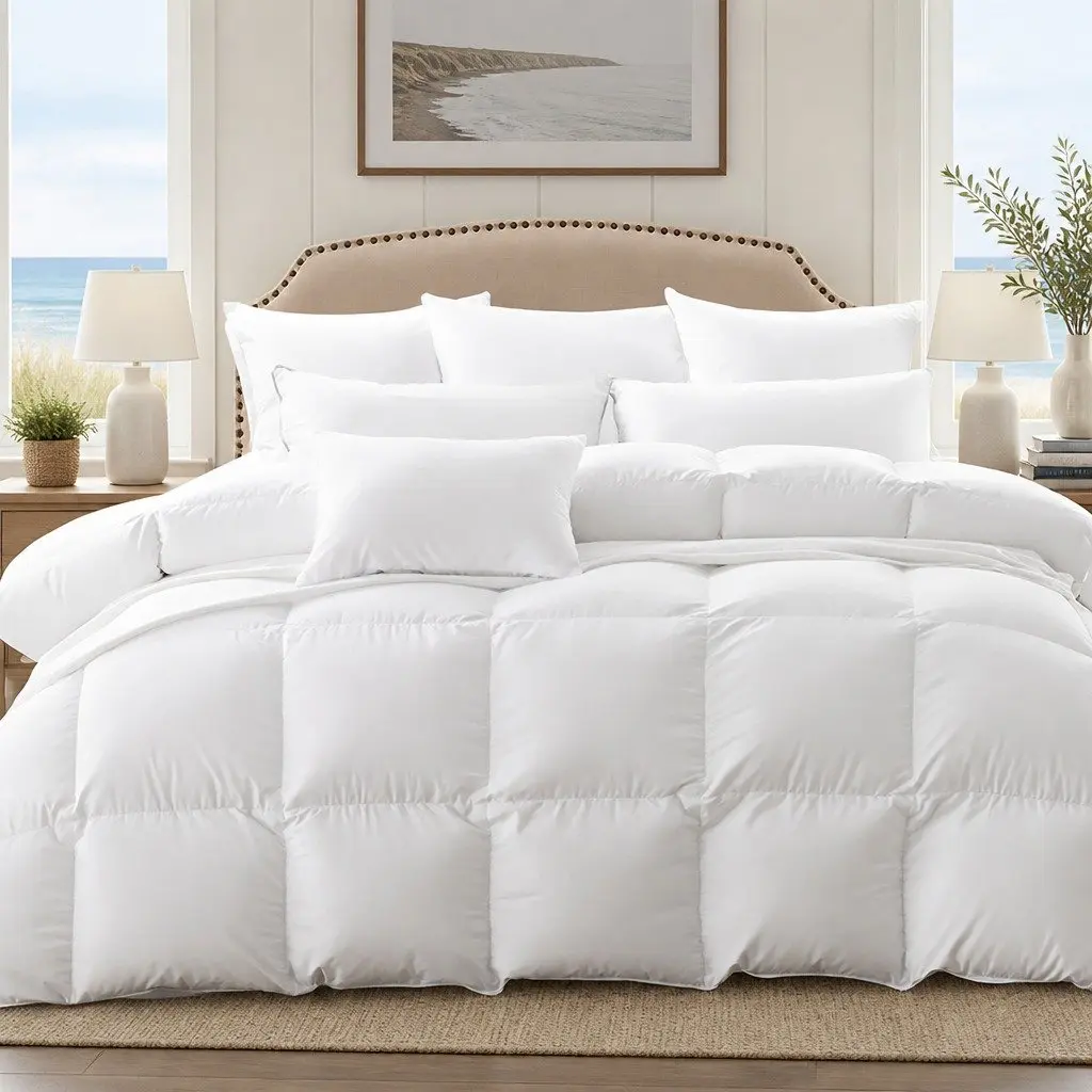 Goose Down Feather Quilt White King Size 700GSM All Season Cotton Cover