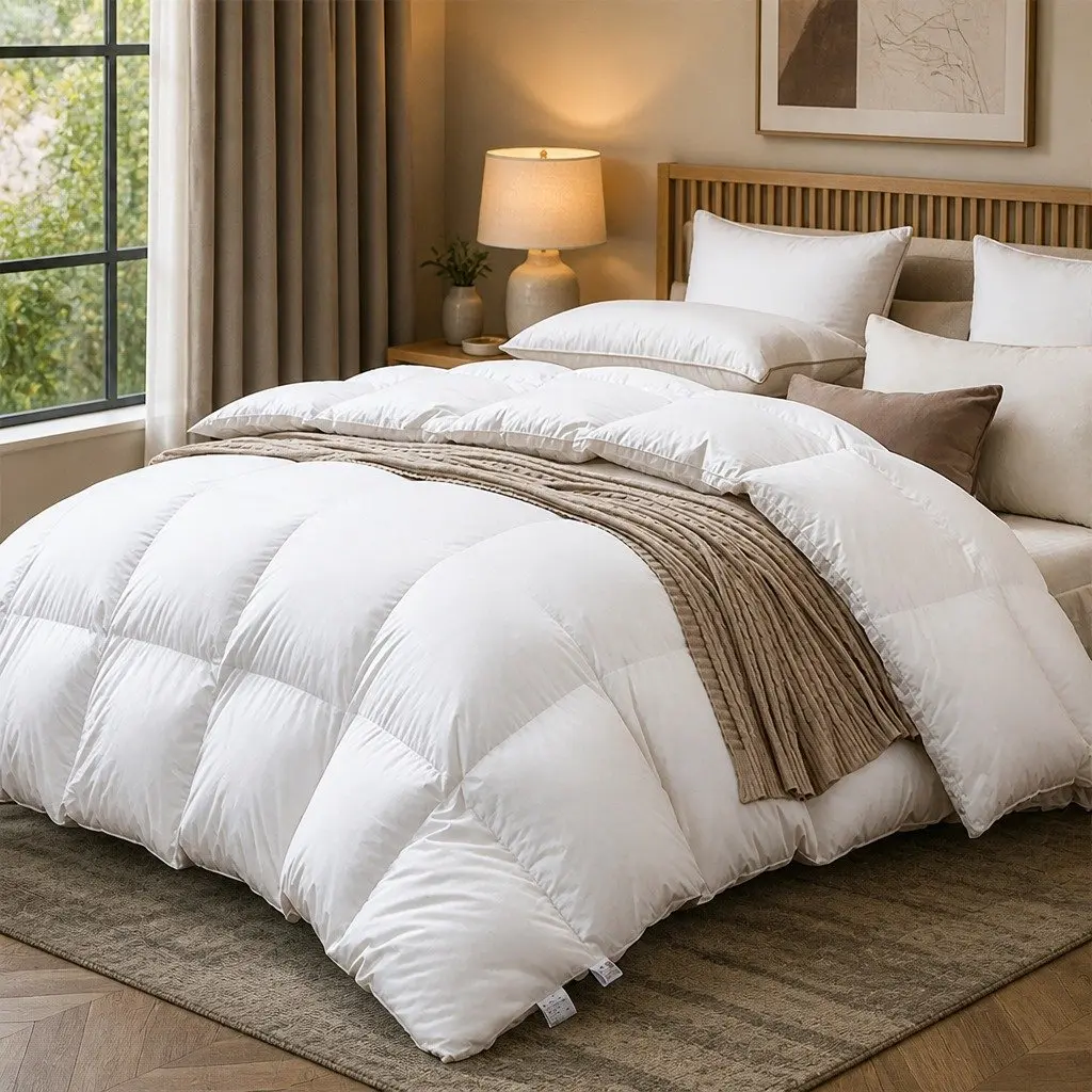 Goose Down Feather Quilt White Single 700GSM All Season Lightweight