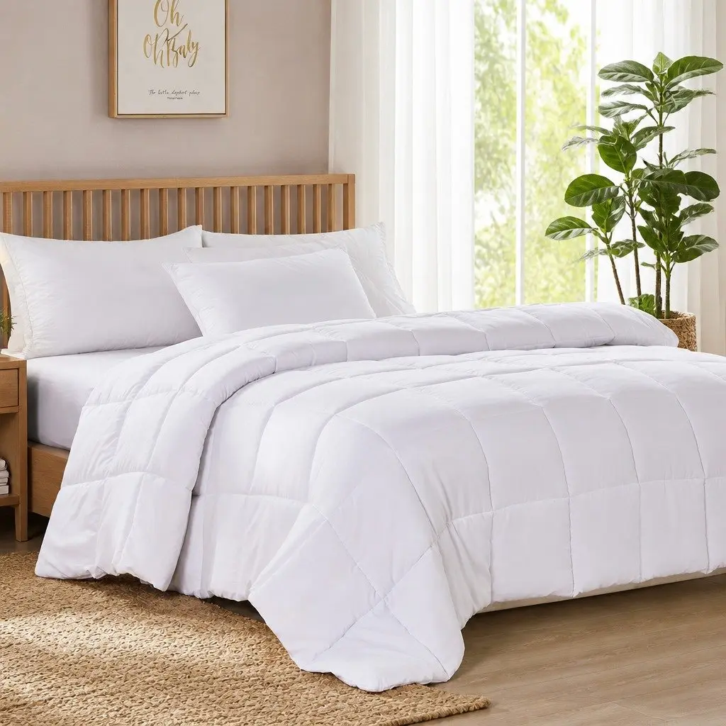 Bamboo Quilt White King Single 400GSM All Season Hypoallergenic Baffle