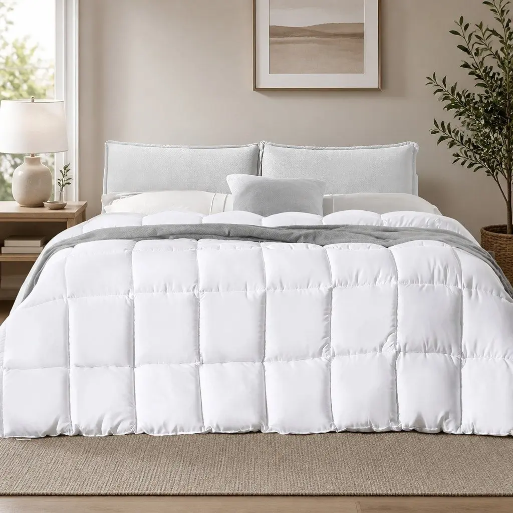 Bamboo Quilt King 200GSM All Season Doona Baffle Box Hypoallergenic Breathable
