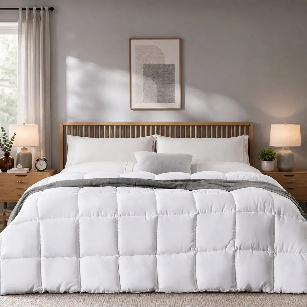 Bamboo Quilt King 200GSM All Season Doona Baffle Box Hypoallergenic Breathable