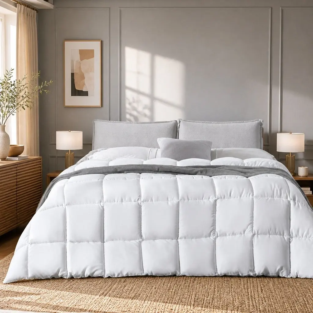 All Season Bamboo Quilt 400GSM Queen Baffle Box Design Soft Hypoallergenic Sleep