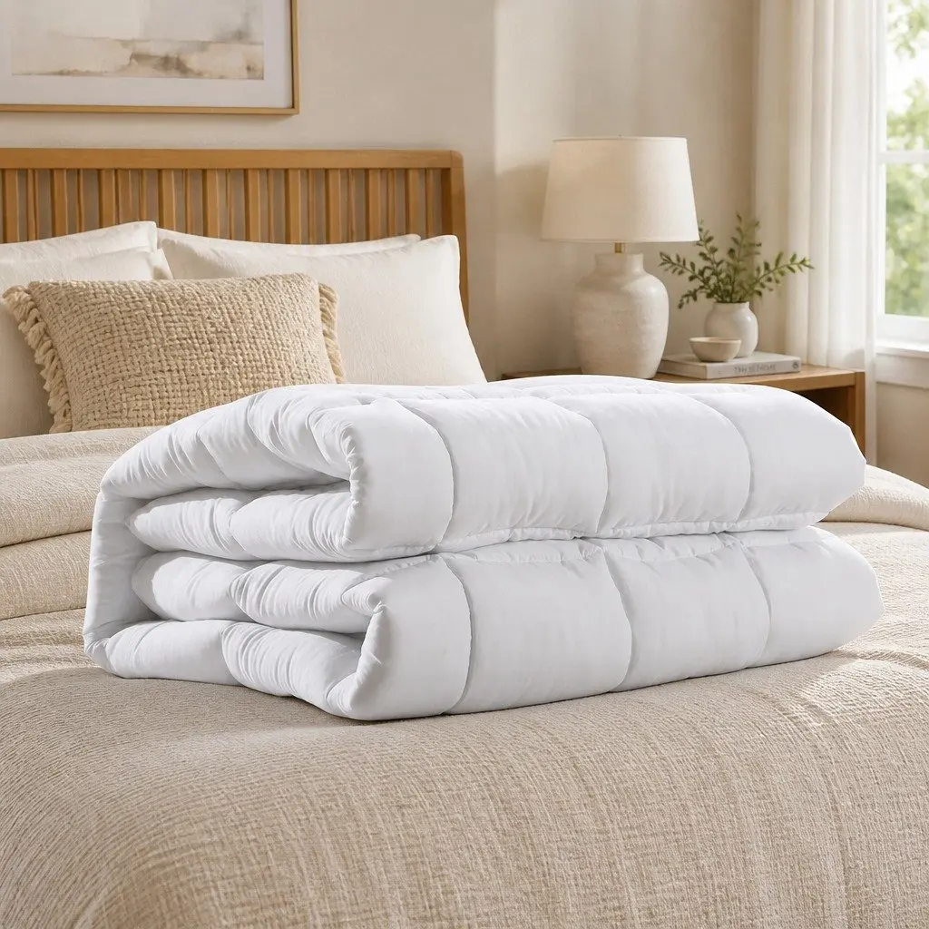 Bamboo Quilt White Single 200GSM All Season Lightweight Soft Breathable