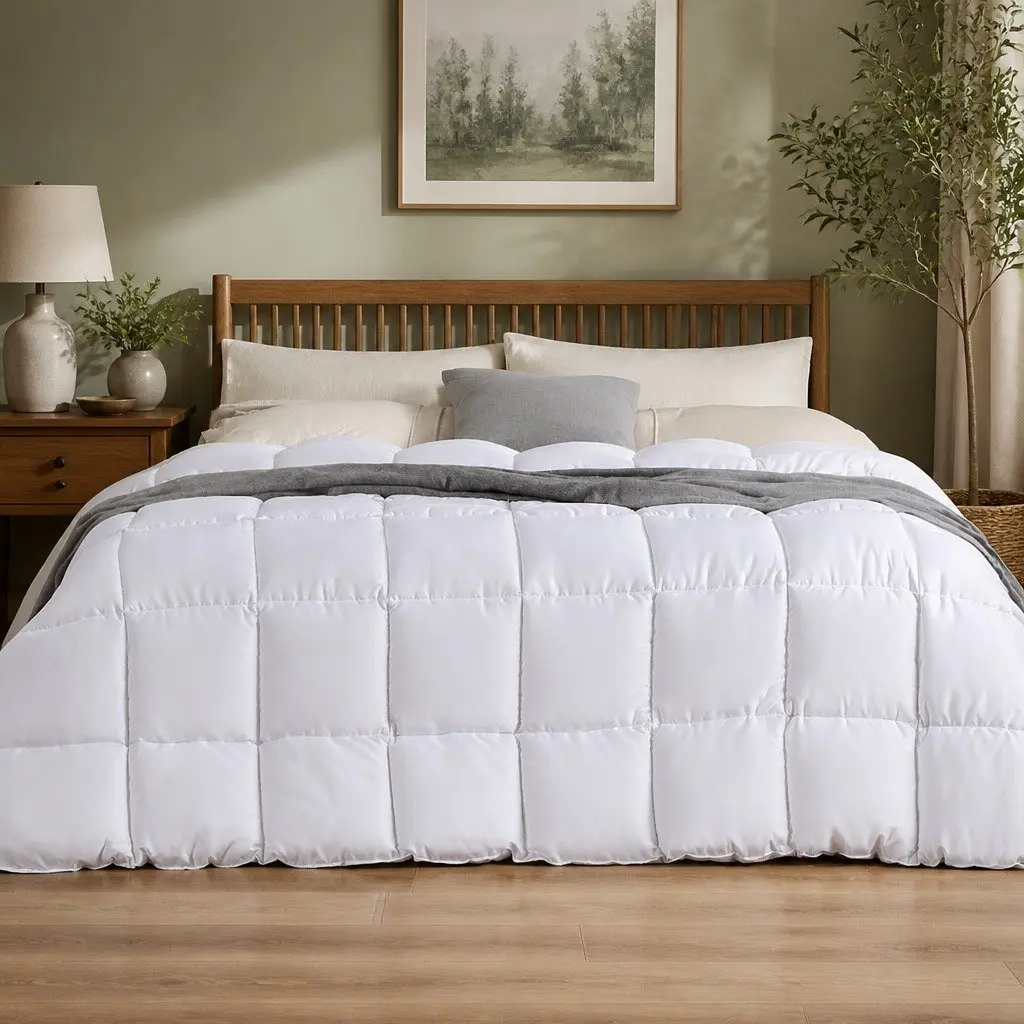 Bamboo Quilt White Single 200GSM All Season Lightweight Soft Breathable